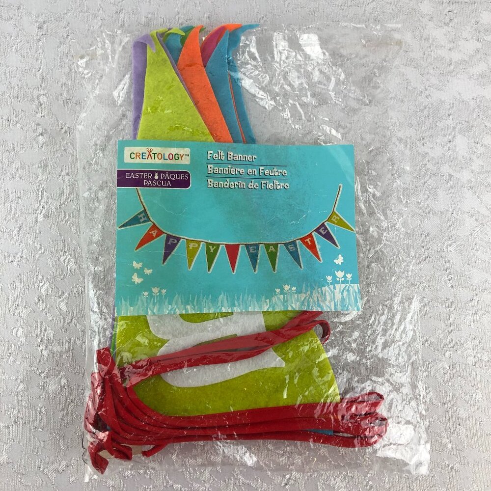 Creatology “Happy Easter” Banner w/ Multicolor Triangle-Shaped Felt Pennants NWT